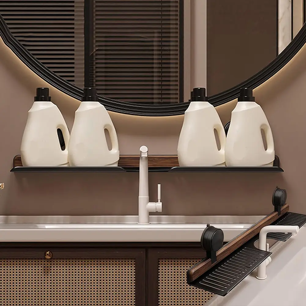 Suction Cup Bathroom Shelves Require No Drilling