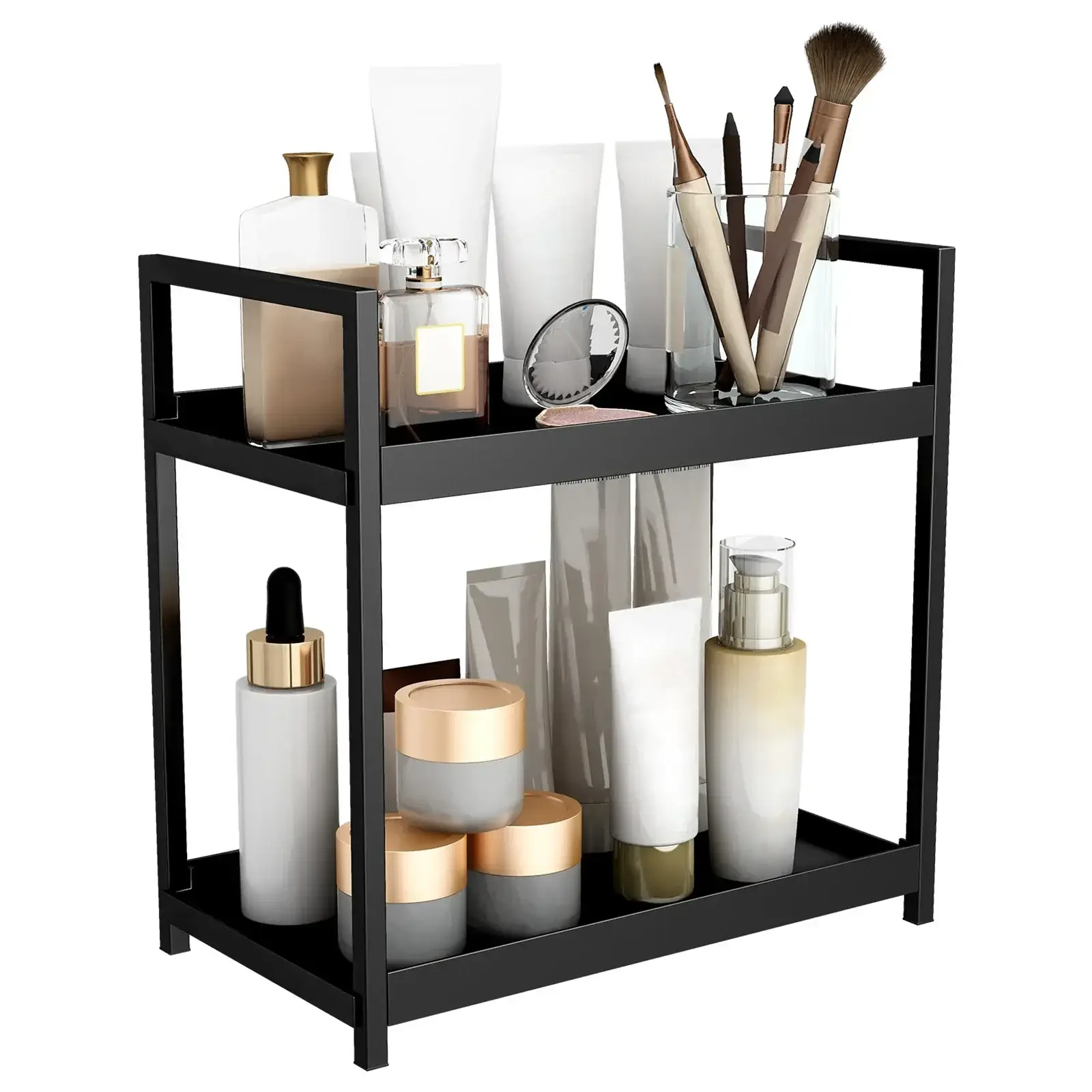 Double-Layer Sliding Bathroom Storage Rack