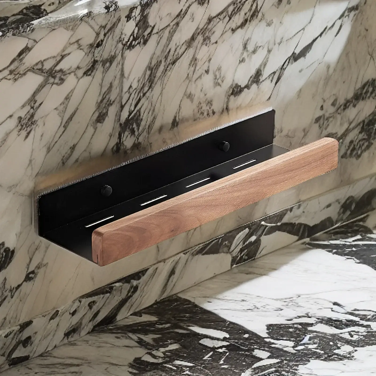 Wall-Mounted Bathroom Storage Rack Without Holes