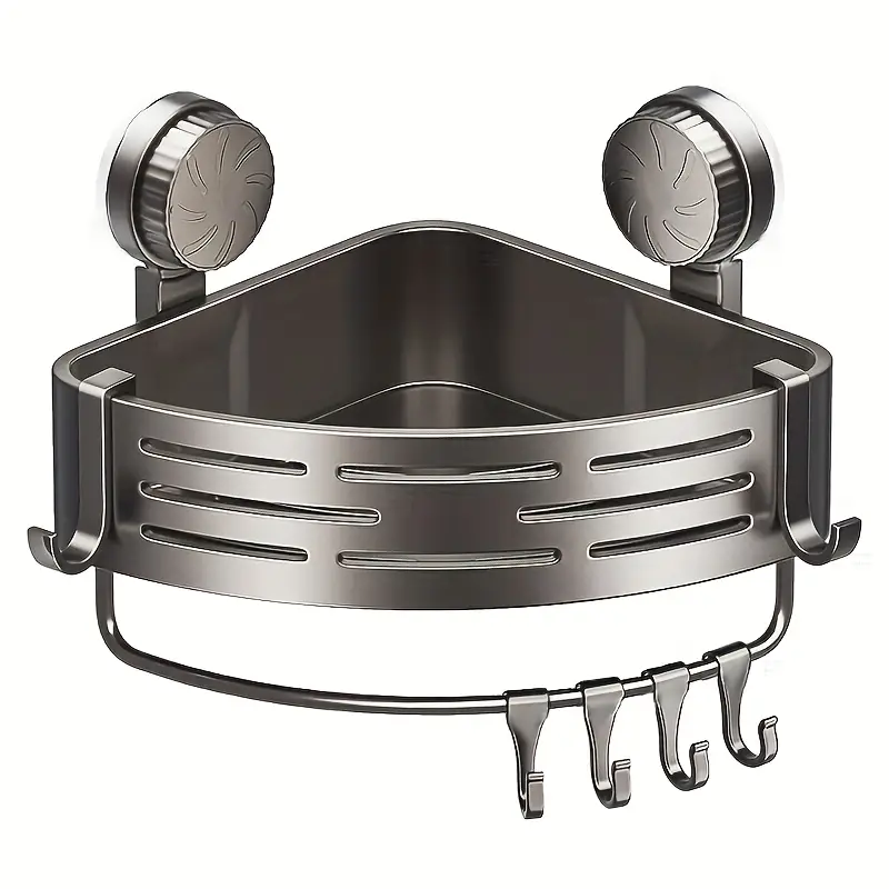 Suction Cup Bathroom Shelf With A Sturdy Triangular Frame