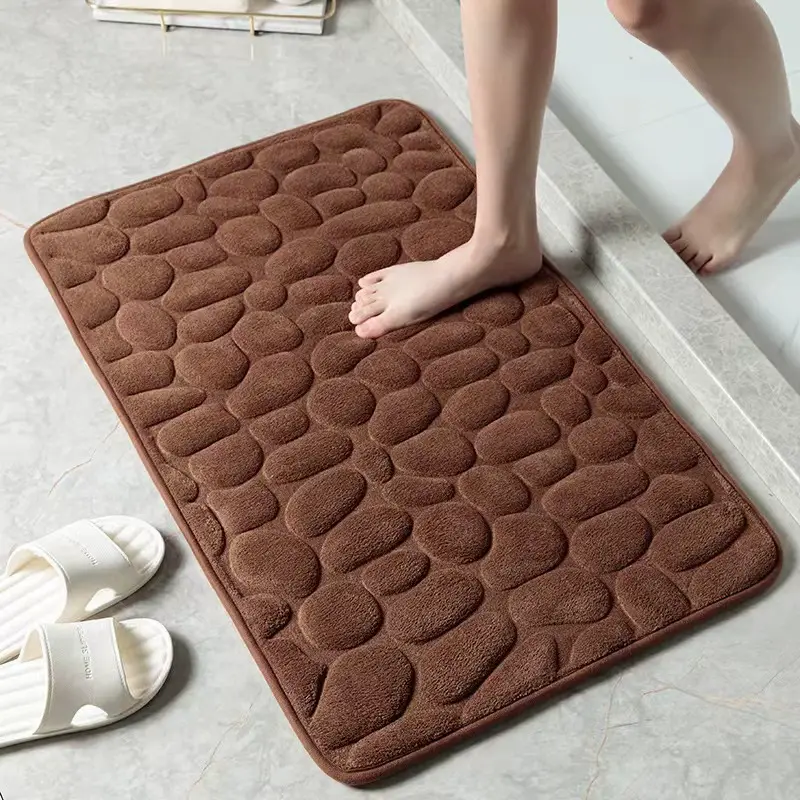 3D Bathroom Anti-slip Mat Pebble Patterned Absorbent Pad Bath Mats