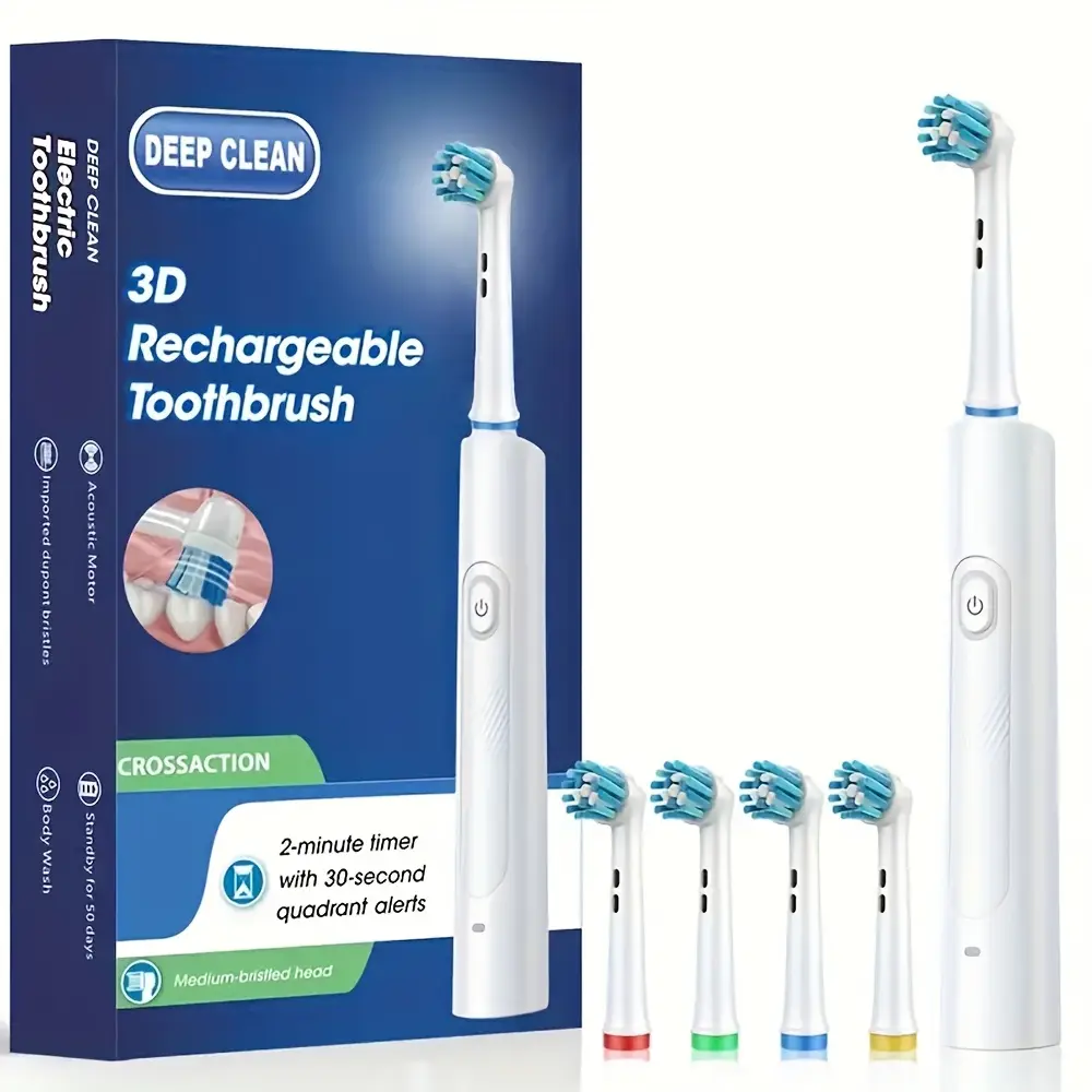 Smart Rotating Timing Electric Toothbrush Rechargeable Rotary Toothbrush 5 Modes Setting Teeth Whitening Oral