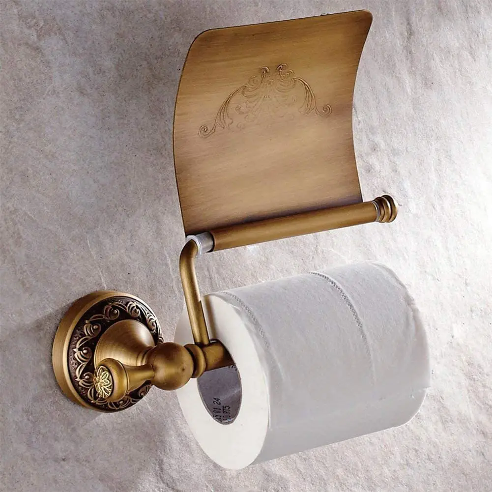 Vintage Wall Mounted Single Roll Tissue Dispenser Antique Carving