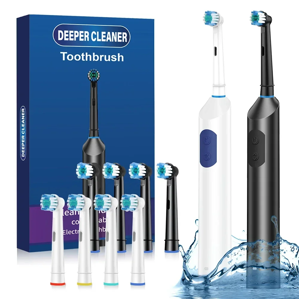 NEW Electric Toothbrush Rotary Rechargeable Electric Cleaning Toothbrush Adults Rotating Electric Toothbrushes with 4 Brush Head