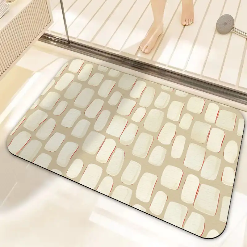 Absorbent Non-slip Bath Rug Quick Dry PVC Bathroom Rugs Fit Under Door-Bath Mats Floor Mat