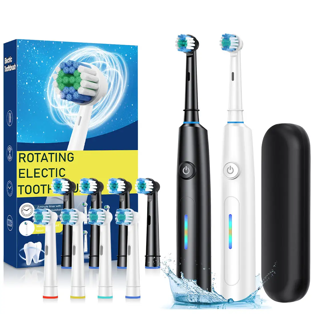 Rotating Electric Toothbrush Timer Clean Teeth Whitening USB Rechargeable Toothbrush