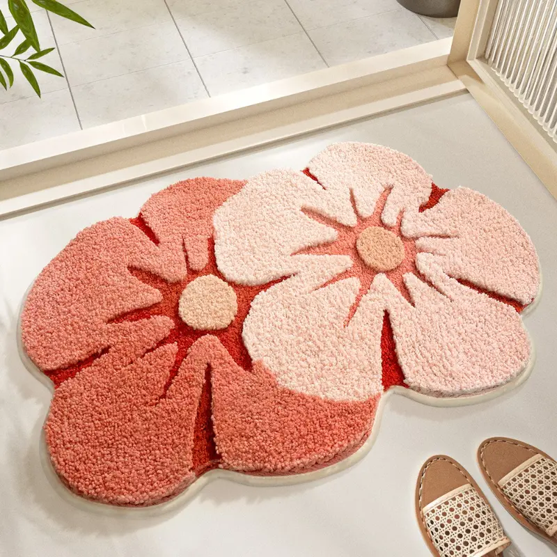 Premium Soft Flower Pattern Bathroom Floor Mat Comfortable Rug For Bathroom