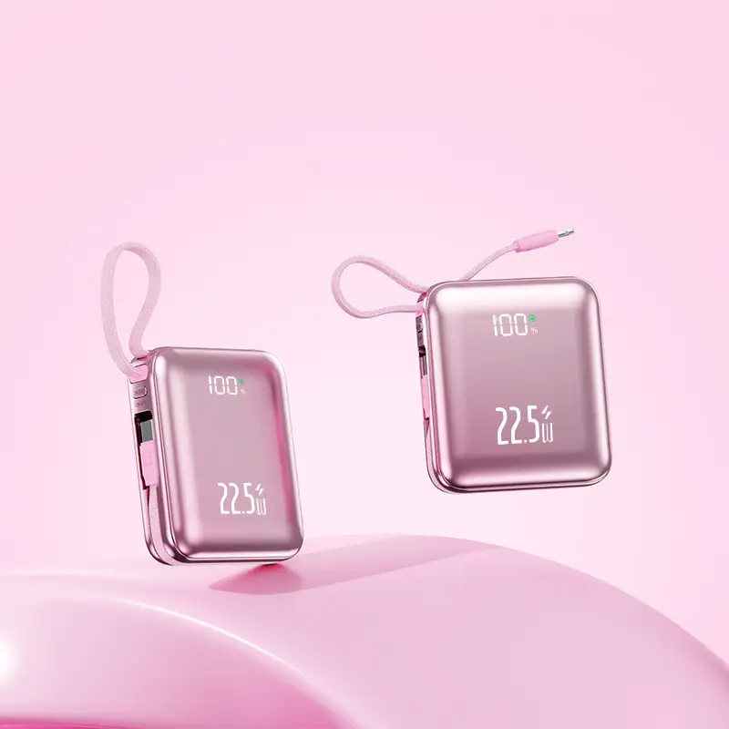 Mini Cute Power Bank With Built-In Cable And Fast ...