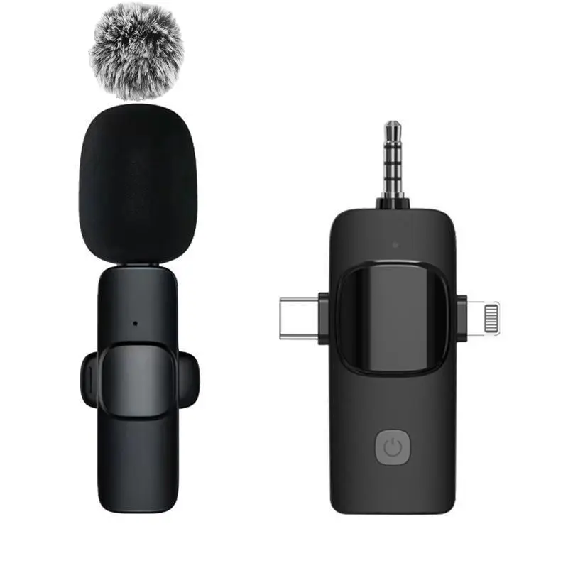 Wireless Lavalier Microphone Audio Recording Mini Replaceable Windproof