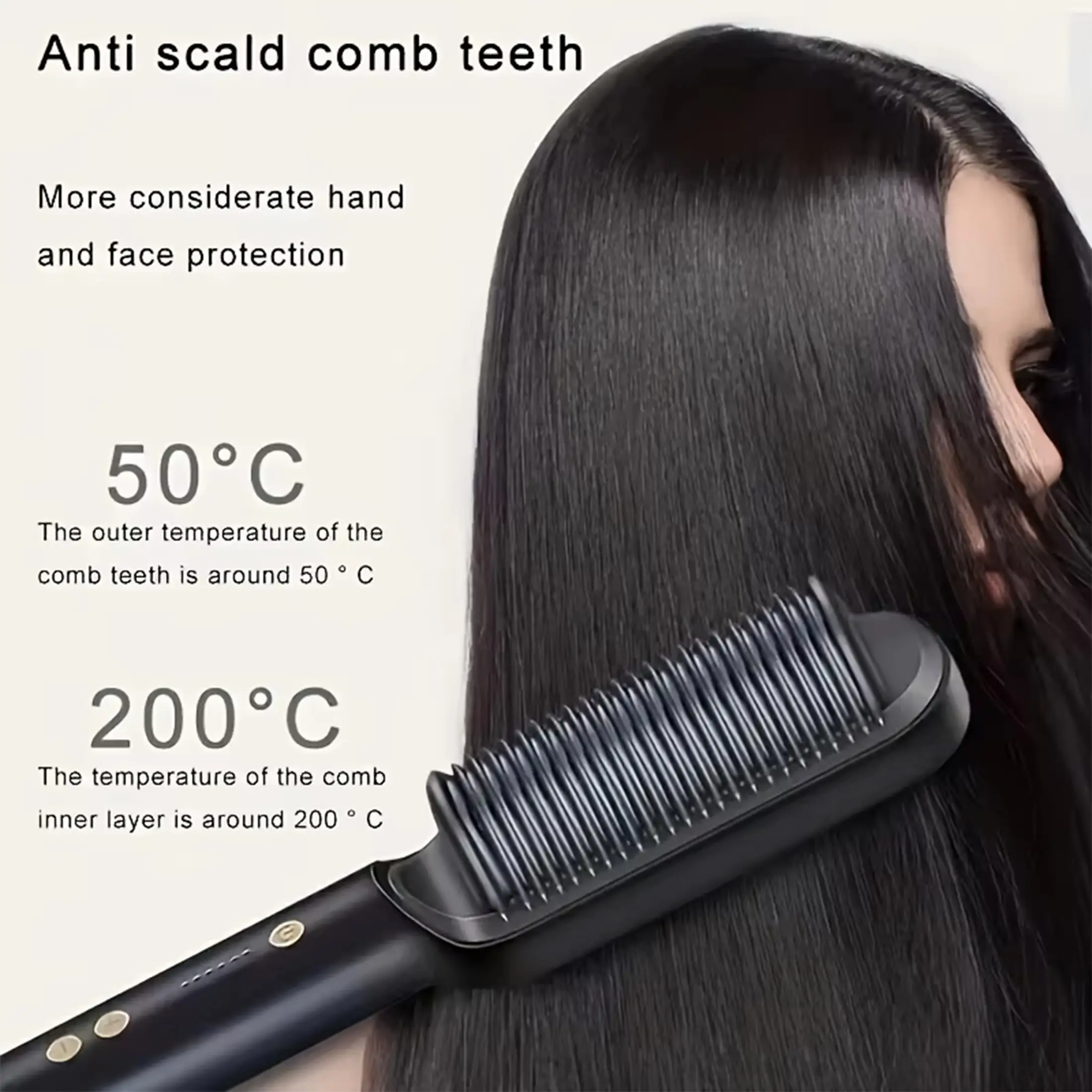 Professional 2-In-1 Hair Straightening Comb Suitab...