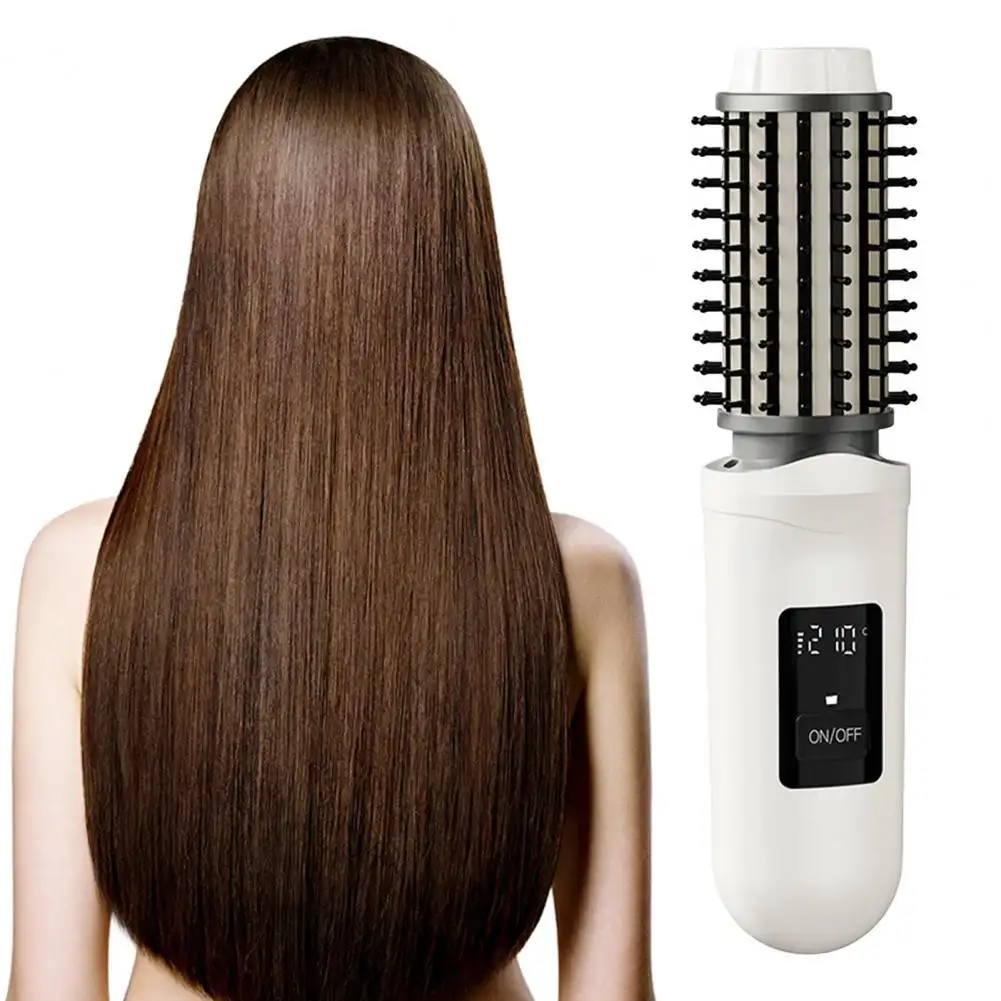 Cordless Curling Iron With Heated Round Brush 3-In...