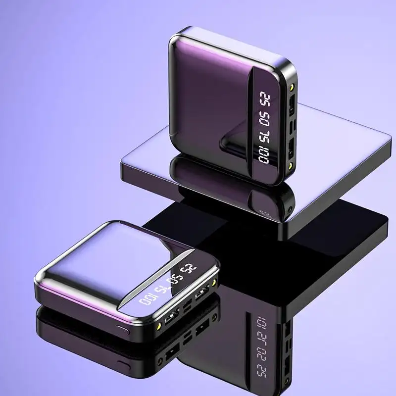 Mini Power Bank Portable Charger Mirror Screen Led Digital Powerbank External Battery