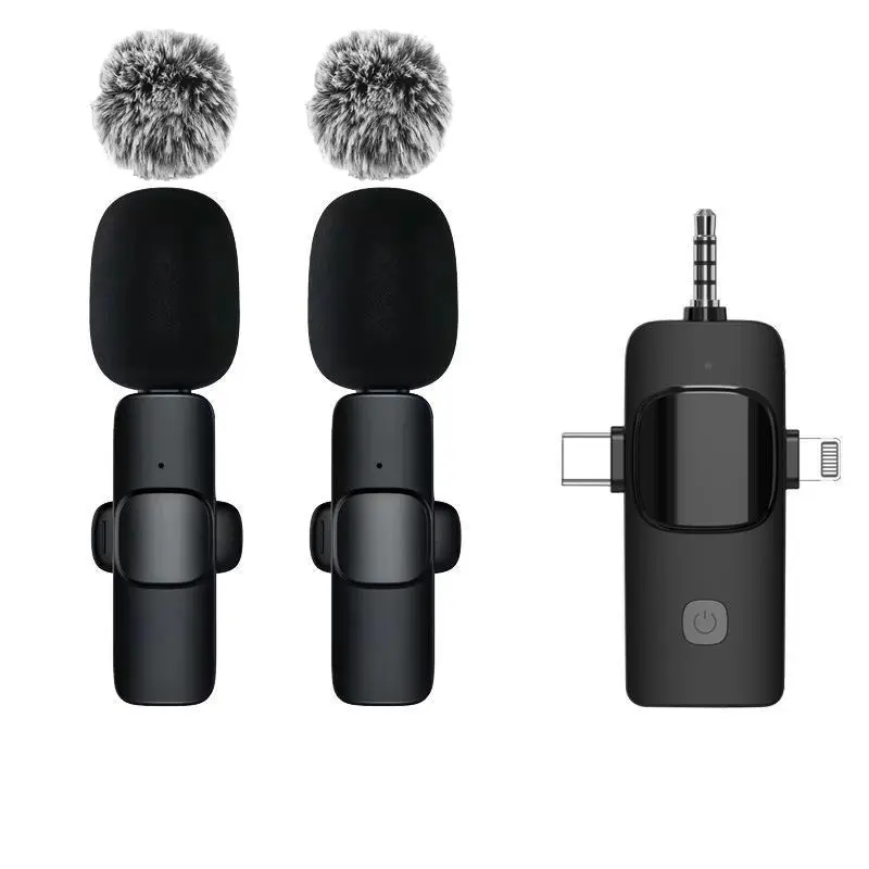Wireless Lavalier Microphone Audio Recording Mini Replaceable Windproof