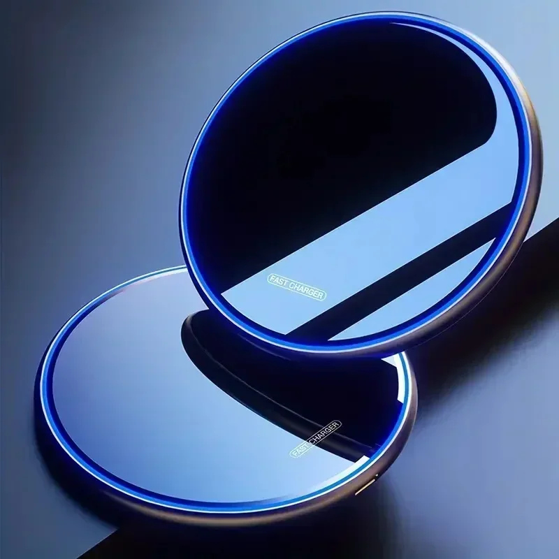 Metal Wireless Charger Pad Led Light Mini Fast Wireless Charging Station