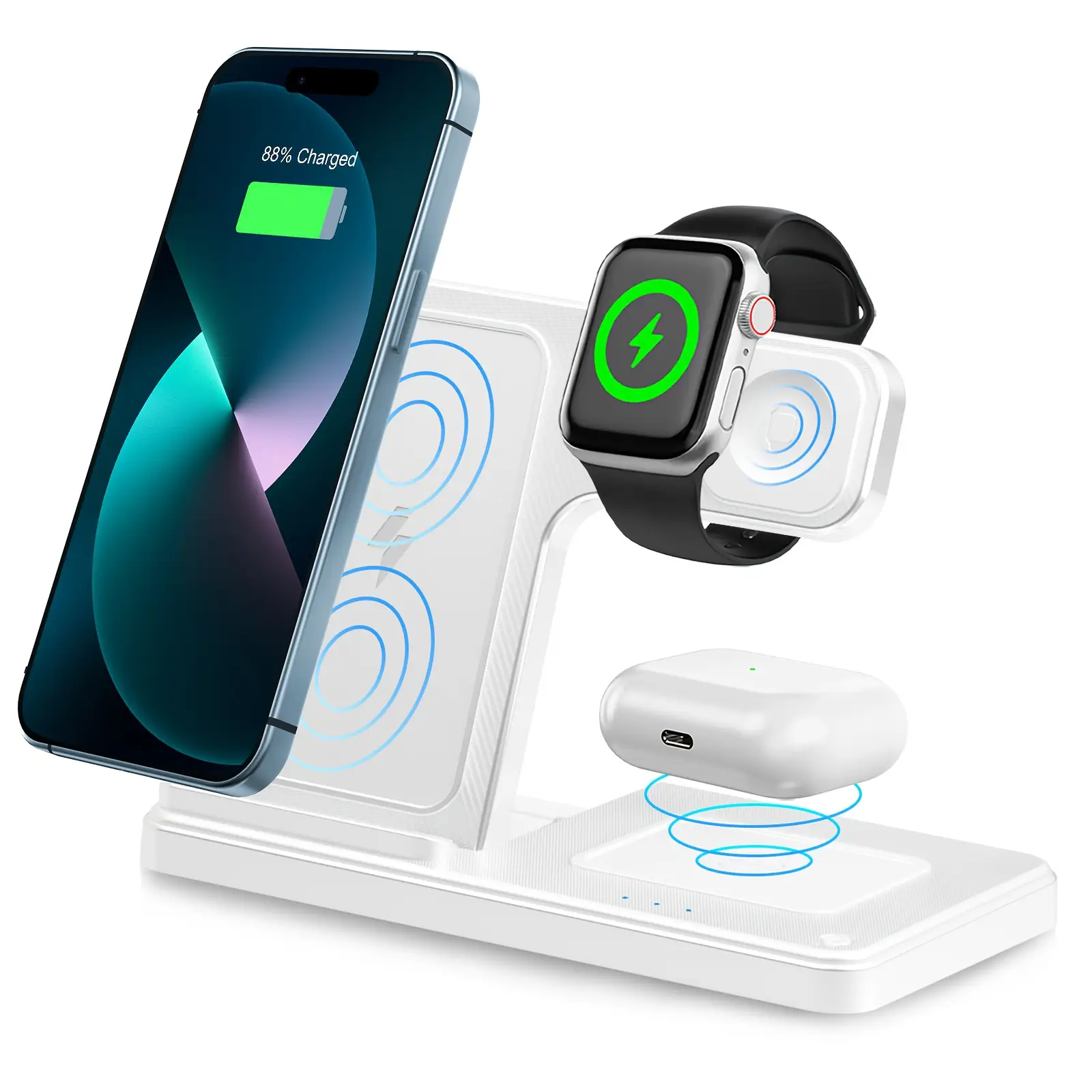 3 In 1 Magnetic Wireless Charger Stand Fast Charging Dock Station Multiple Devices