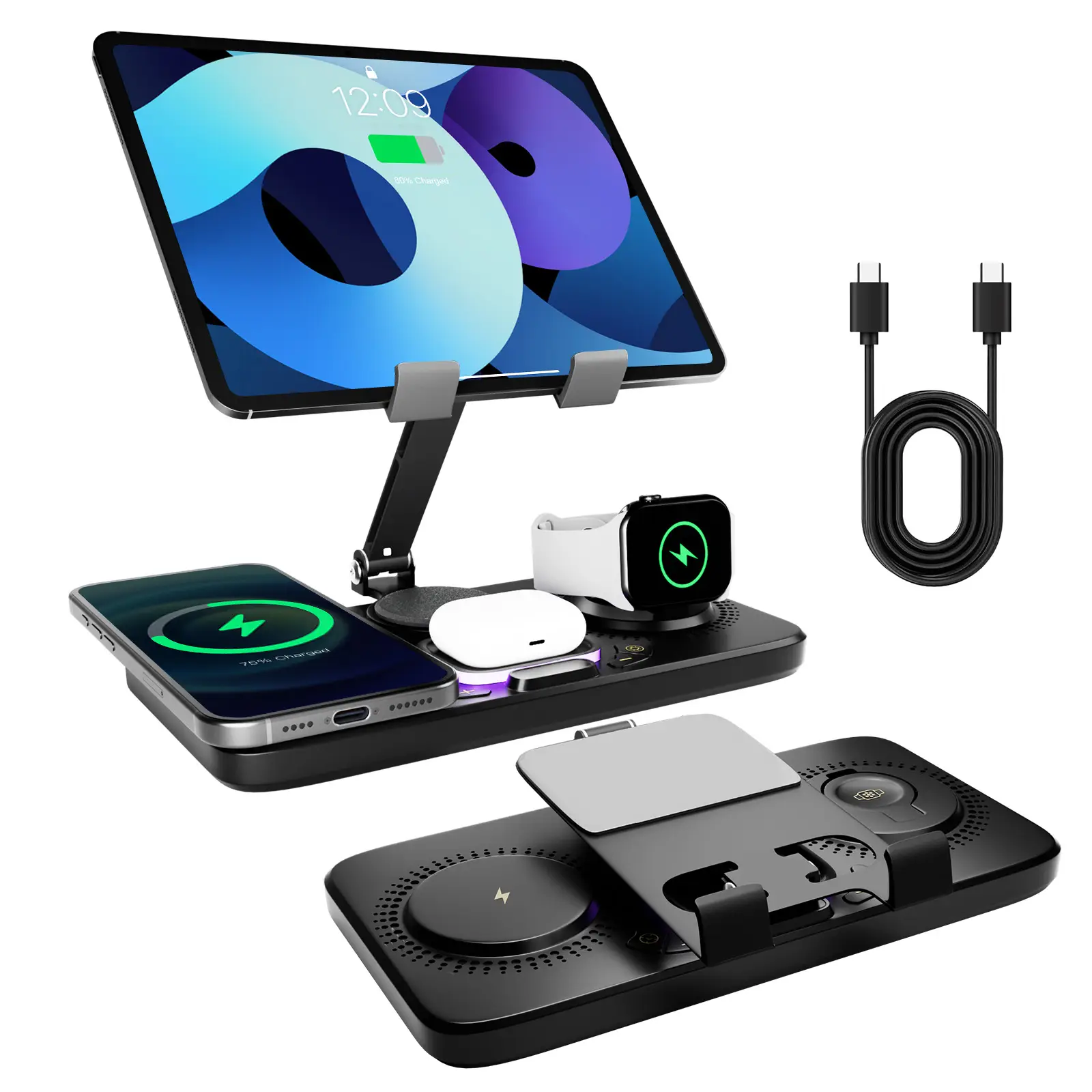 7 in 1 Wireless Charger Station Multiple Devices Fast Charger