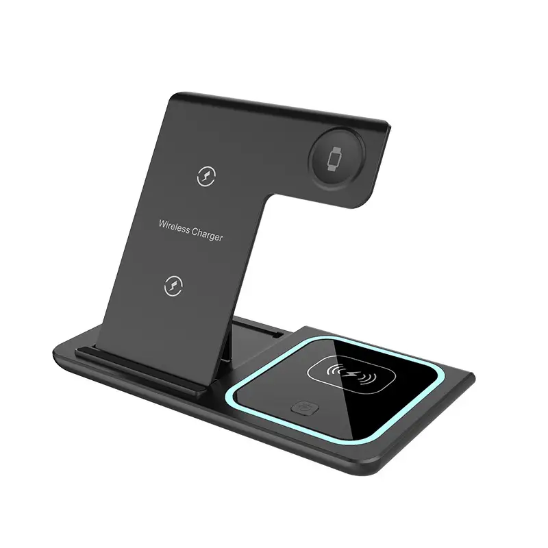 3 in 1 LED Fast Wireless Charger Stand Foldable Ch...