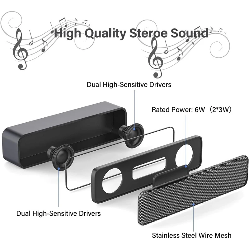 Portable 3D Stereo USB Mini Speaker Powered With Dual Speaker Built-in Decoding Sound Card For Desktop PC Laptop