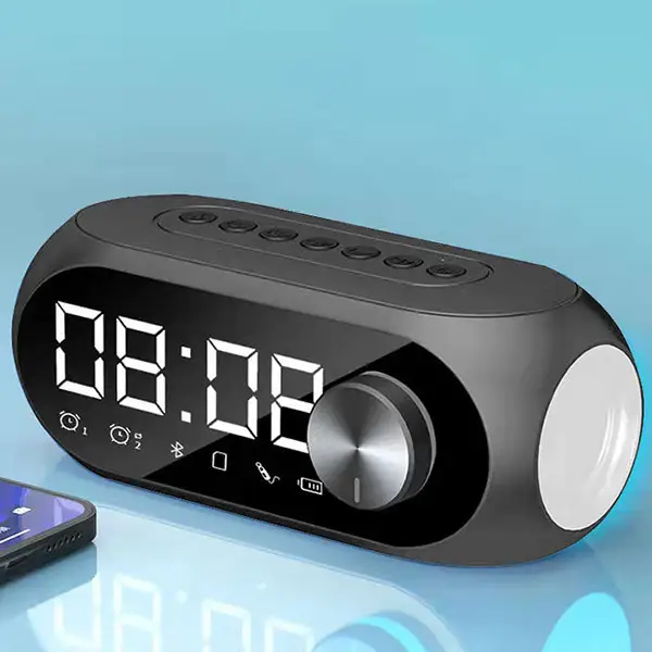 Alarm Clock Radio Bluetooth Speaker Portable Subwoofer Sound Box Music Wireless Mini Woofers
