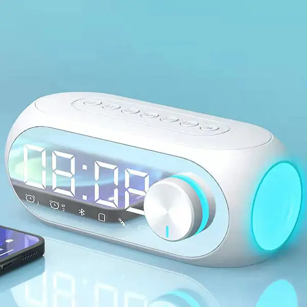 Alarm Clock Radio Bluetooth Speaker Portable Subwoofer Sound Box Music Wireless Mini Woofers