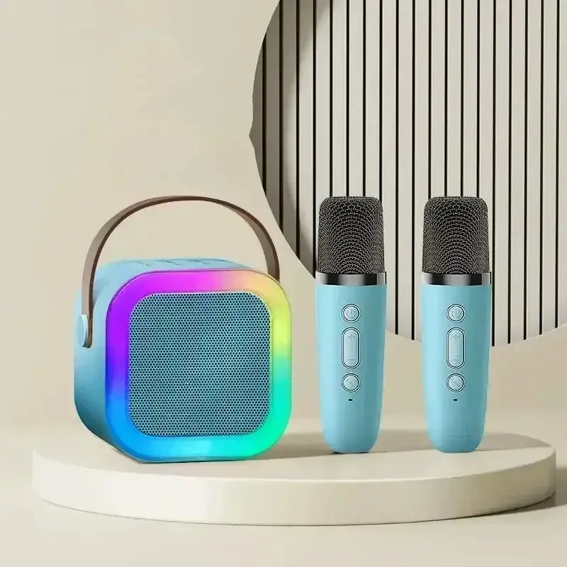 Bluetooth Karaoke Machine Portable Speaker With 1-2 Wireless Microphones Home Family Singing