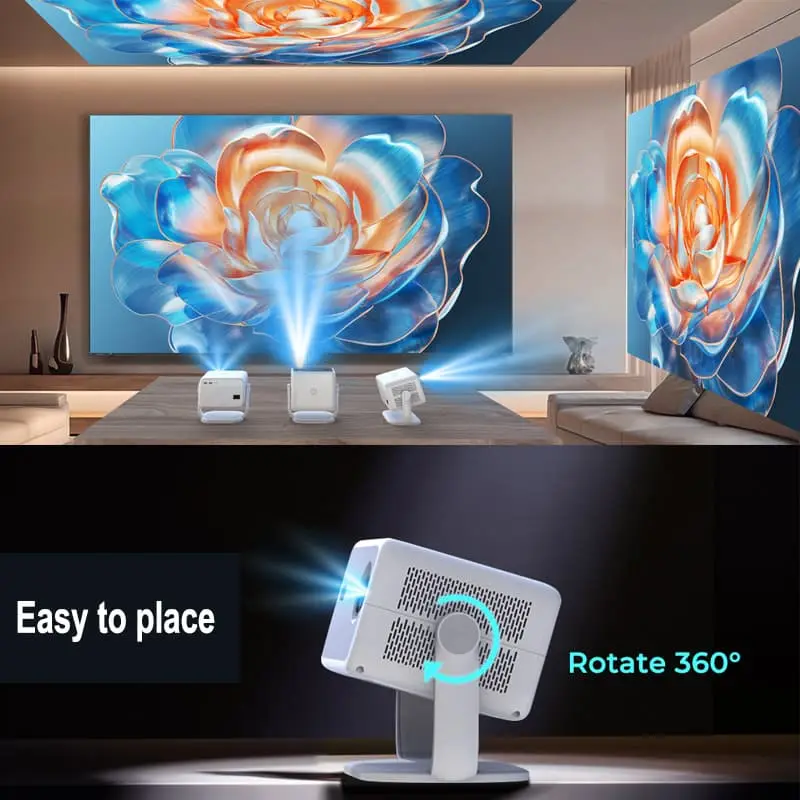 Portable Projector 1080p Autofocus Trapezoid Correction 360 ° Home Theater