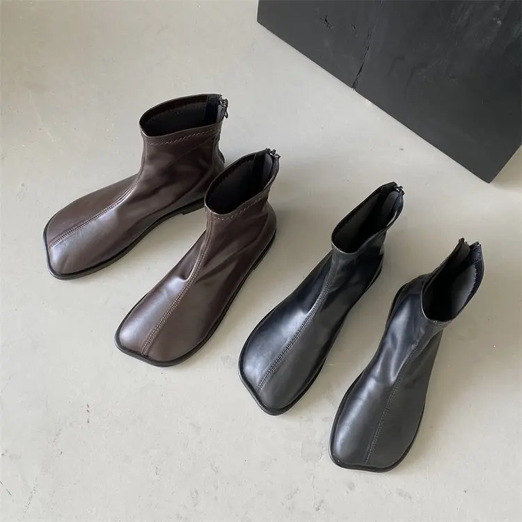 Ladies Soft Leather Boots Fashion Simple Versatile Short Boot Comfort Casual Women Shoes