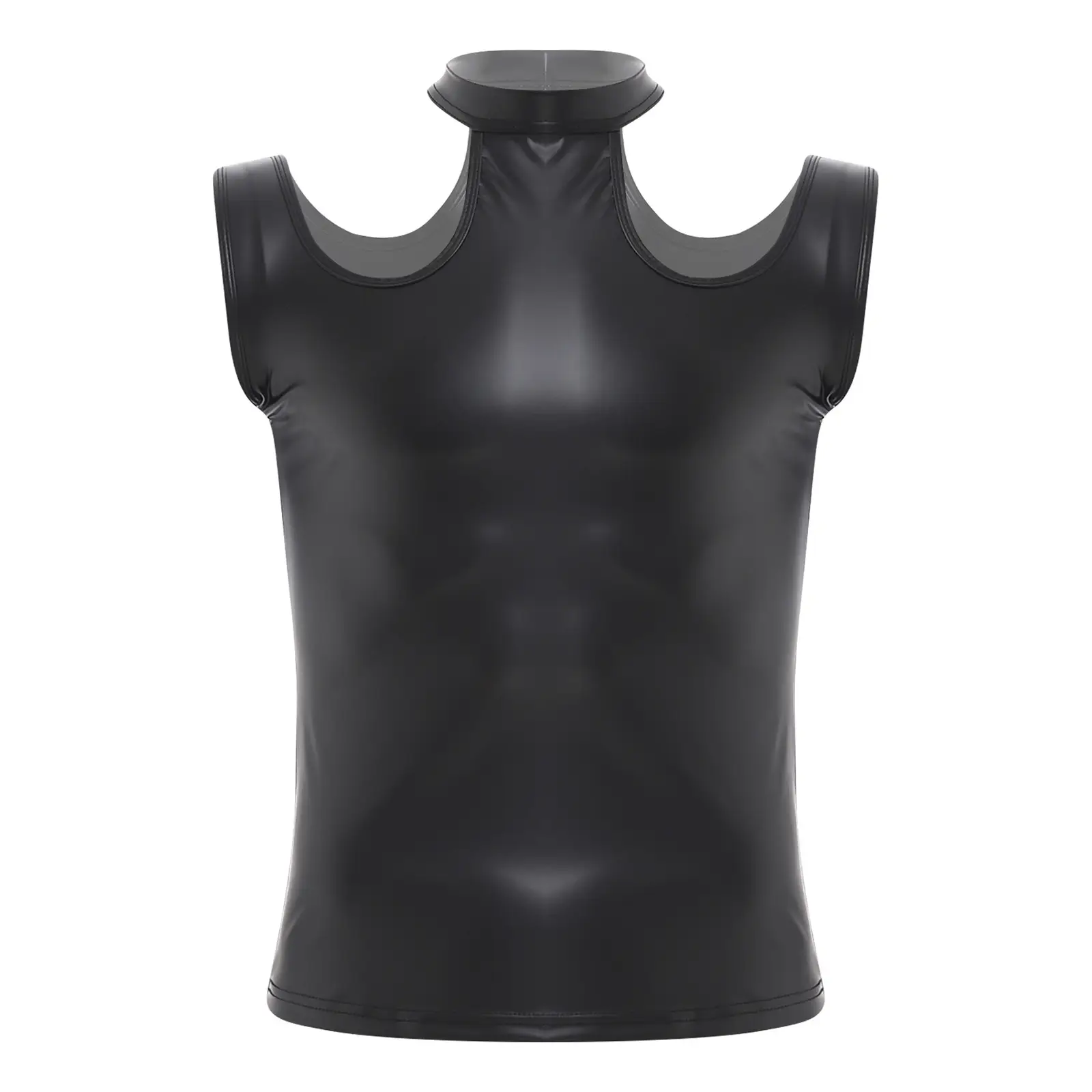 Men Matte PU Leather Latex Tank Top