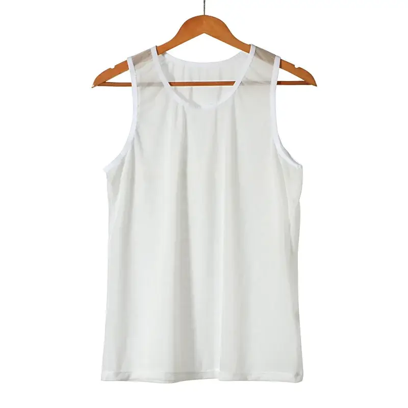 Men Sleeveless Mesh Sheer Tank Outwear Fishnet Hollow Out See Through