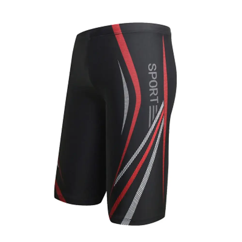 Men Streamlined Design Long Swim Trunks Waterproof Quick Dry Bathing Suit