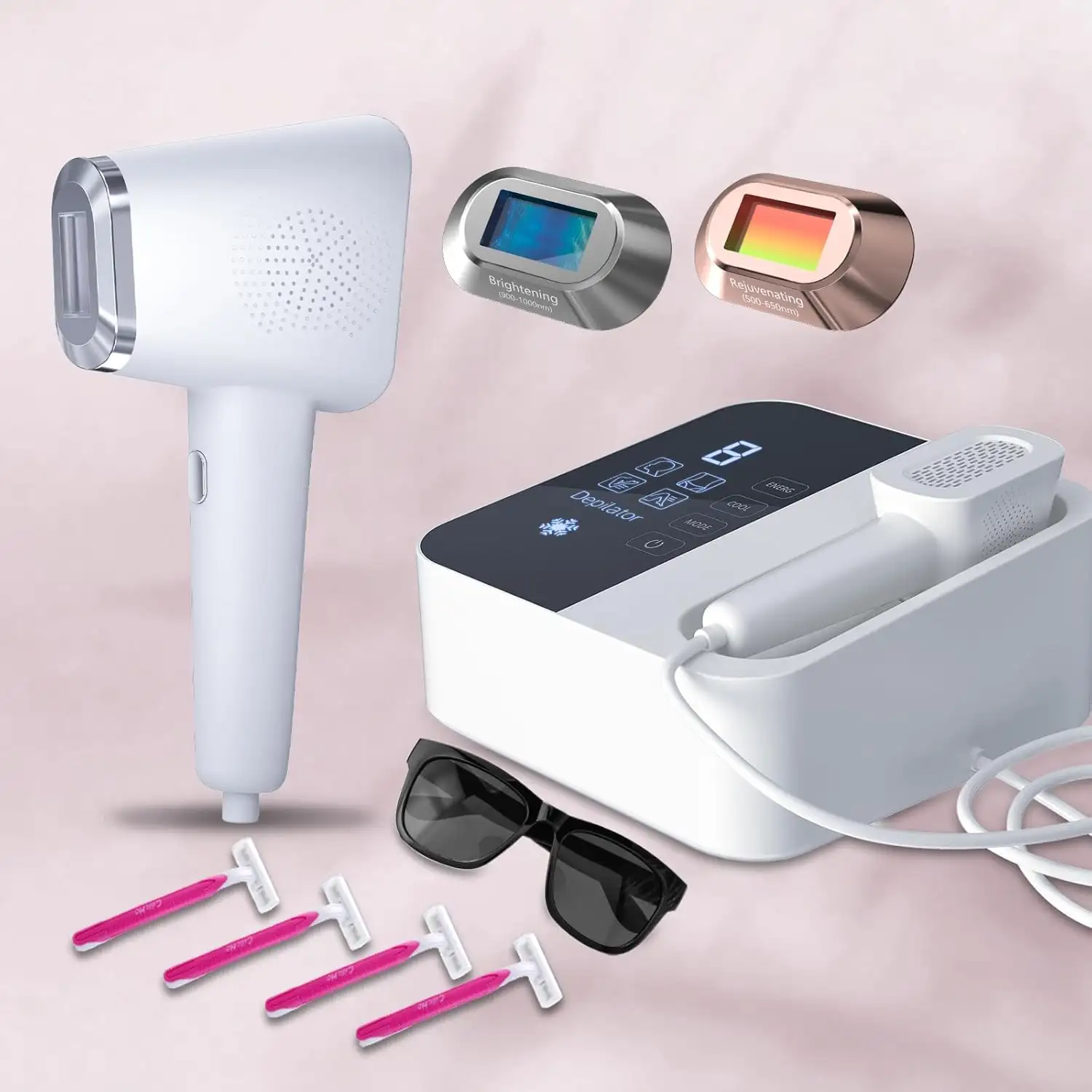IPL Laser Hair Removal Device with Ice Cooling 3-in-1 Painless Home Use for Face & Legs