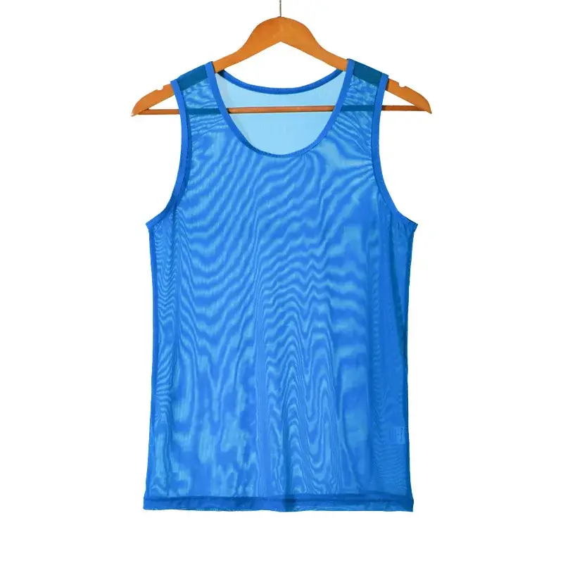 Men Sleeveless Mesh Sheer Tank Outwear Fishnet Hollow Out See Through
