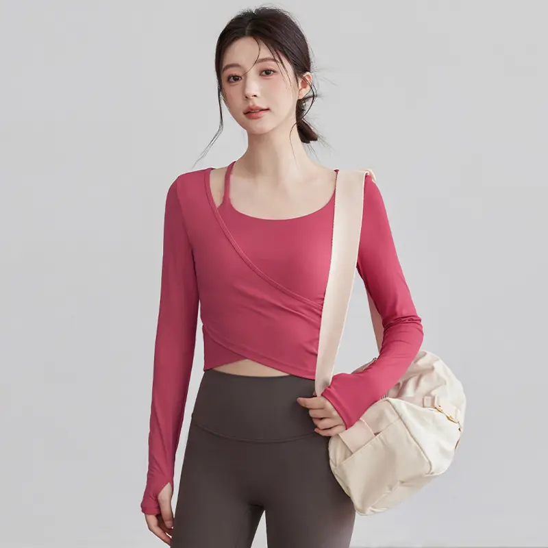 Long-Sleeved Yoga T-Shirt With Padded Bra
