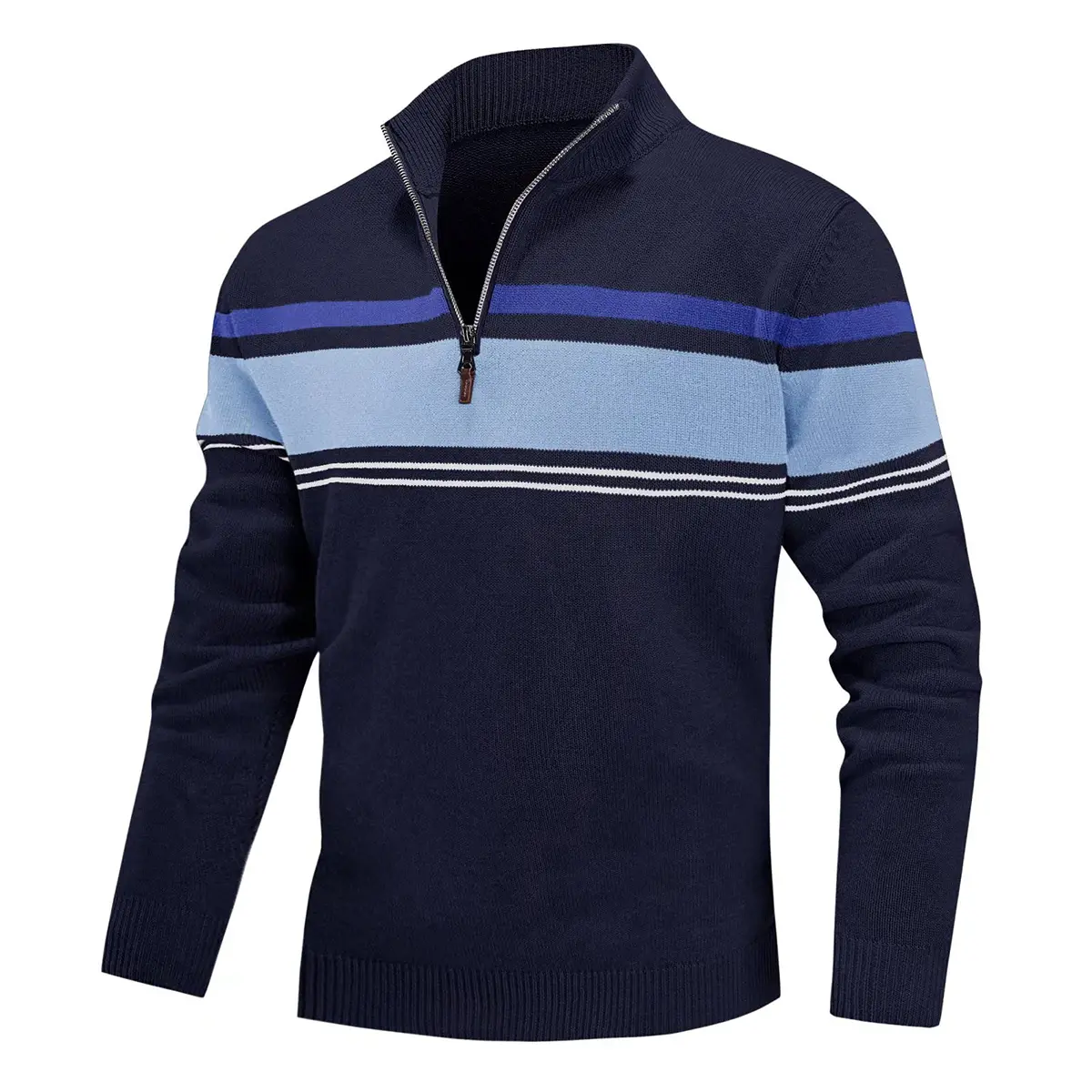 Men's 1/4 Zip Polo Pullover Striped Sweatshirts Business Commuting Sweaters Men