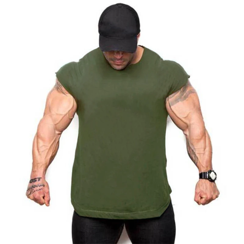 Muscle Guys Soild Bodybuilding Clothes Men Tank Top Fitness Vest Cotton Sleeveless