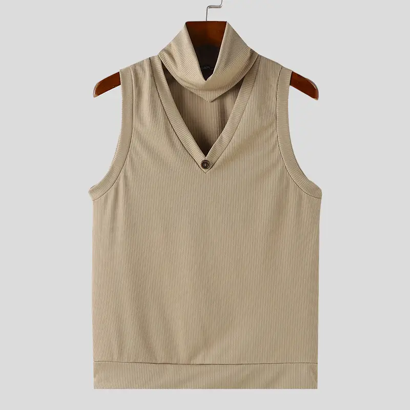Men Tank Tops Solid Color Sleeveless Streetwear Male Vests Fashion Casual Men