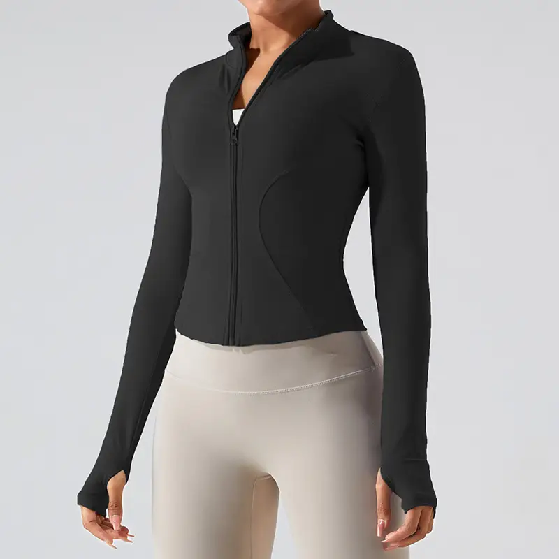 Women's Zipper Long-Sleeve Fitness Yoga Top