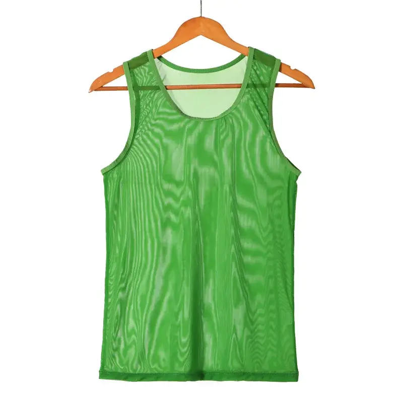 Men Sleeveless Mesh Sheer Tank Outwear Fishnet Hollow Out See Through