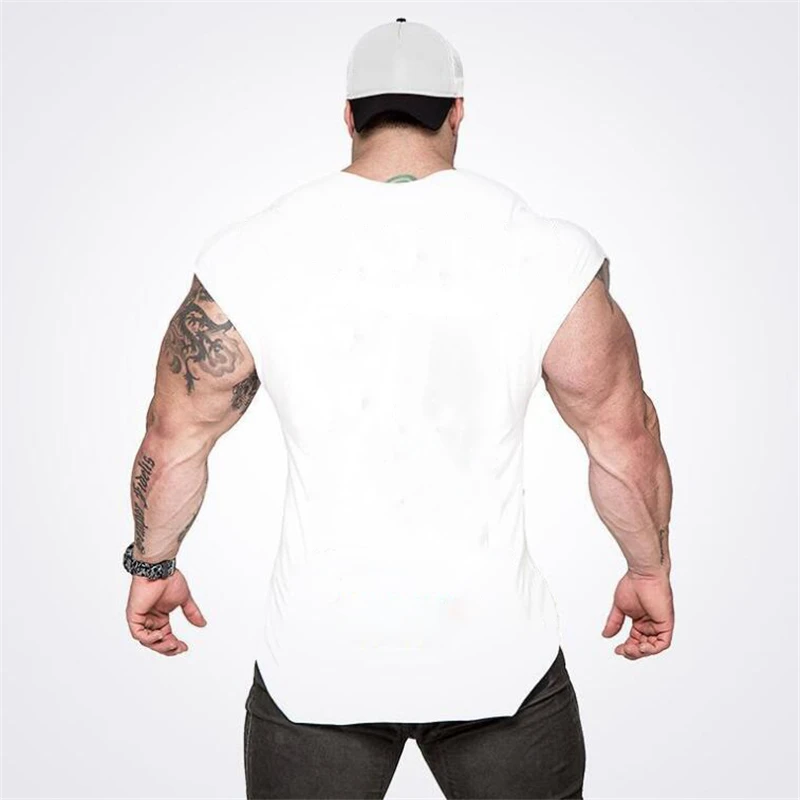 Muscle Guys Soild Bodybuilding Clothes Men Tank Top Fitness Vest Cotton Sleeveless