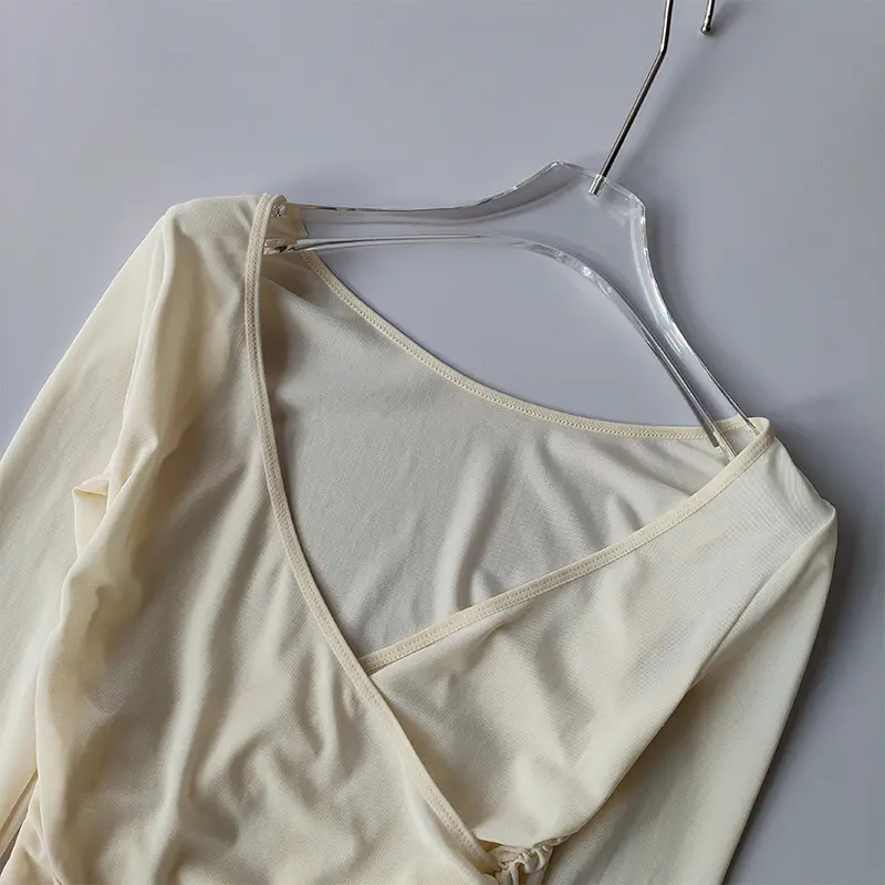 Breathable Yoga Cross-Over Cover-Up Long-Sleeved Top