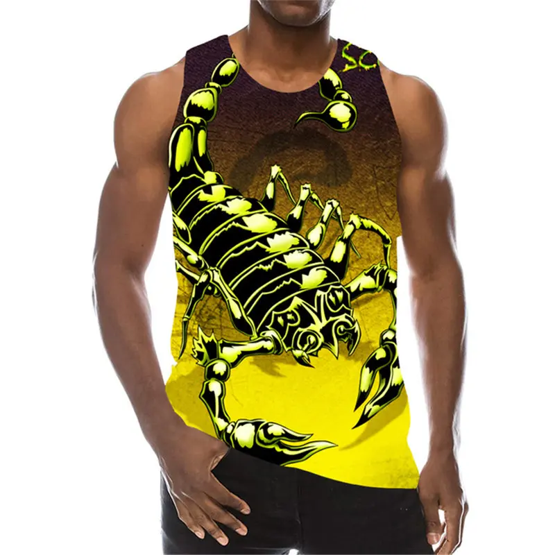 Men's Fashion Cool Scorpion 3D Sleeveless Tank Tops Casual