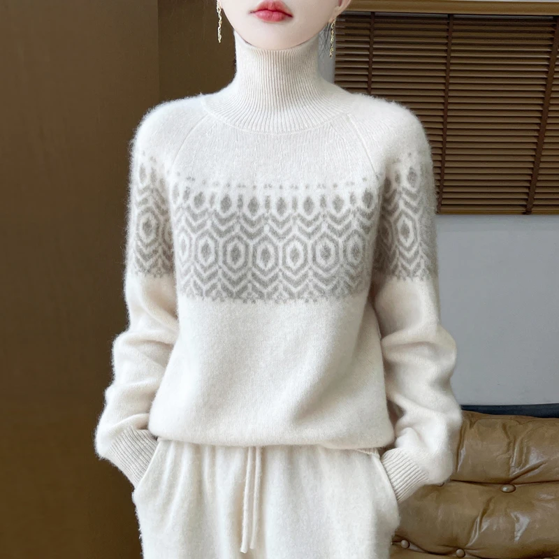 Sweater Casual Loose High Collar Pullover Fashion ...