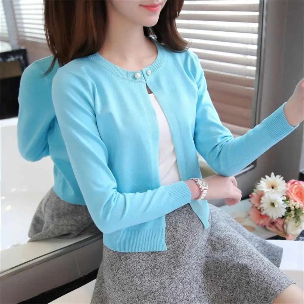 Fashion Women Sweater Female Cardigan Thin Outerwear Short
