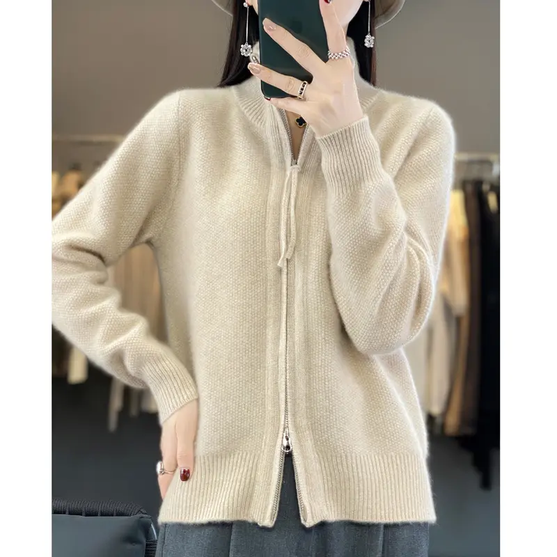 Women's Knitting Sweater Turndown Collar Cardigan