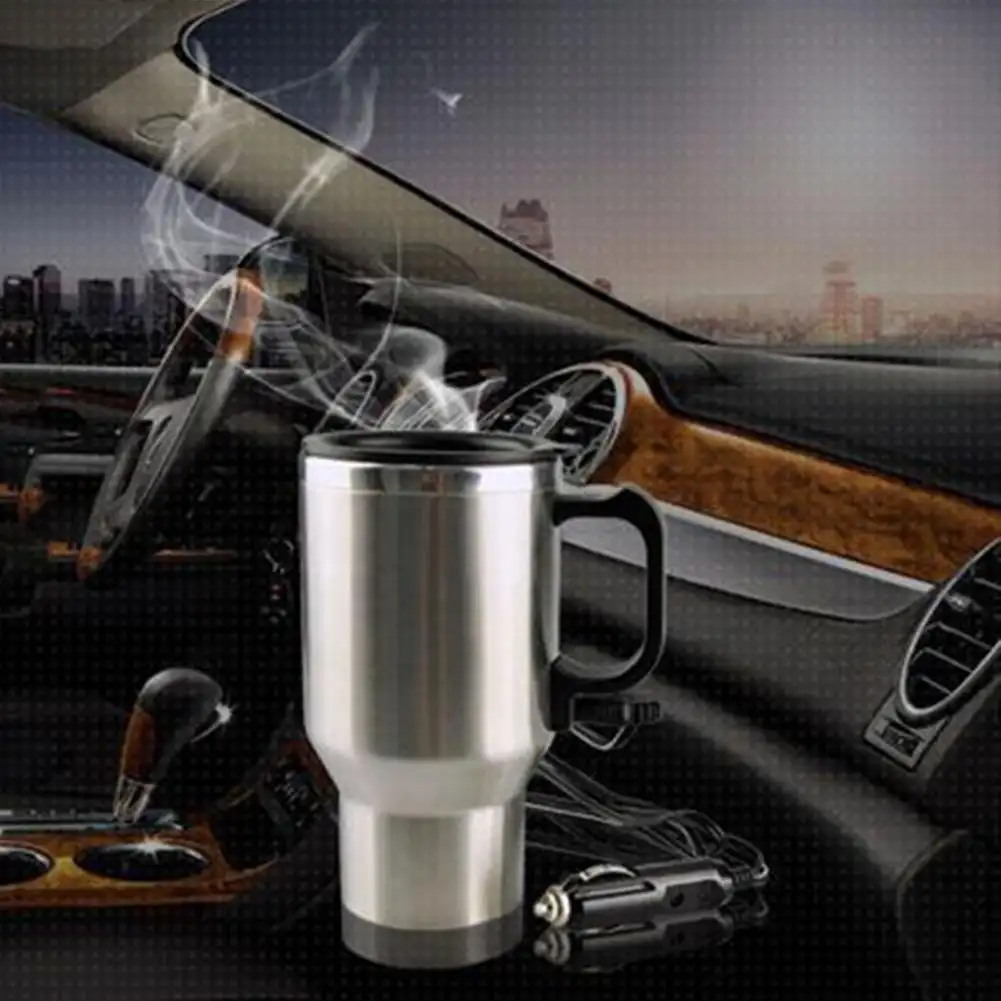 Car Heating Cup Stainless Steel Vehicle Heated Coffee Cup 12V For Heating Water Coffee Milk Tea