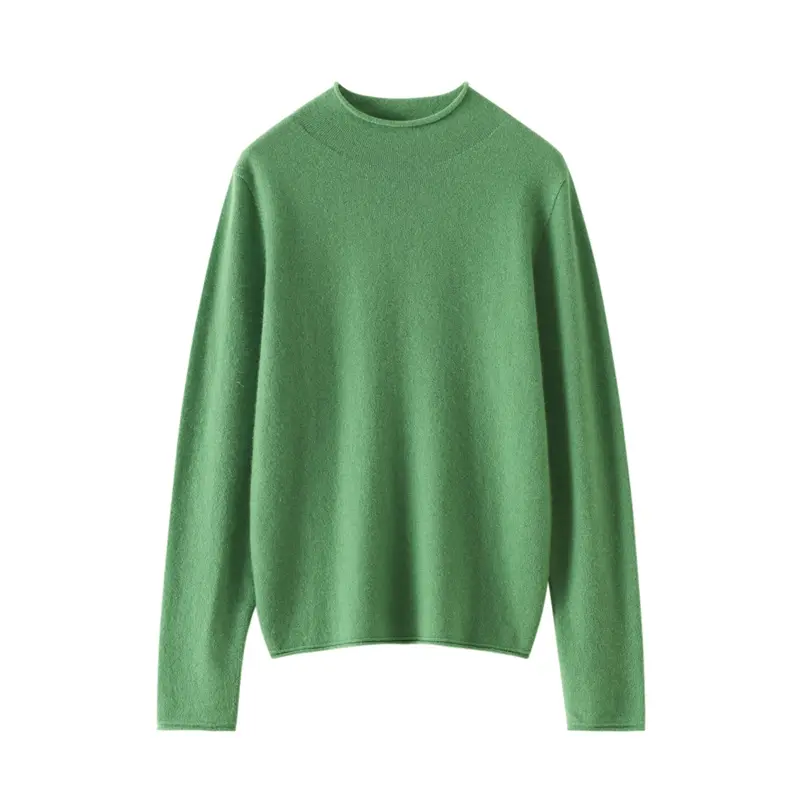 Sweater Half High Neck Knitted Pullover Long Sleeved Fashion Female Clothing