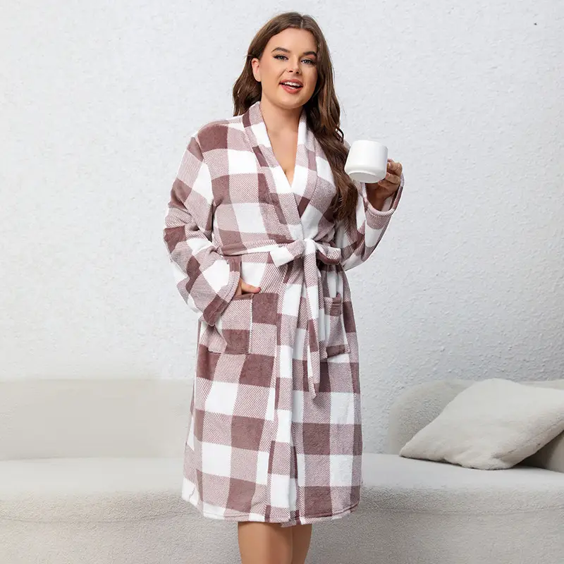Women Casual Comfortable Home Furnishings Women's Nightwear Long Bathrobe