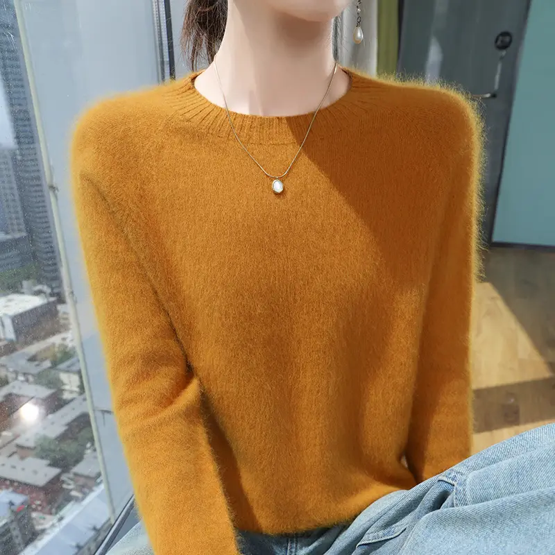 Round Neck Sweater Fashion Versatile Knitted Loose...