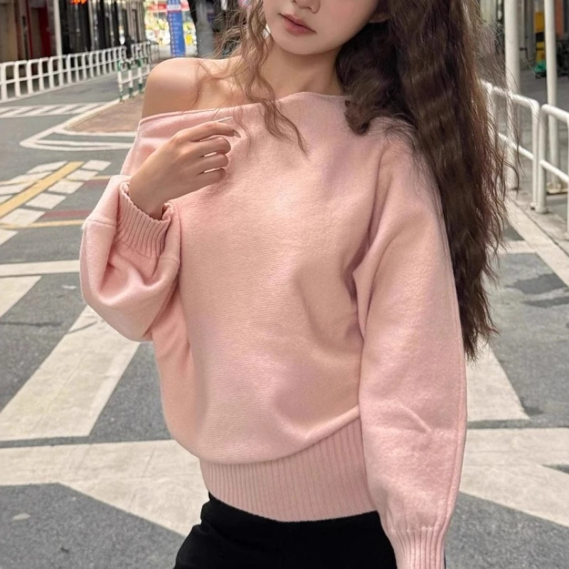 Women Shoulder Top Fashion Sweater Loose Casual