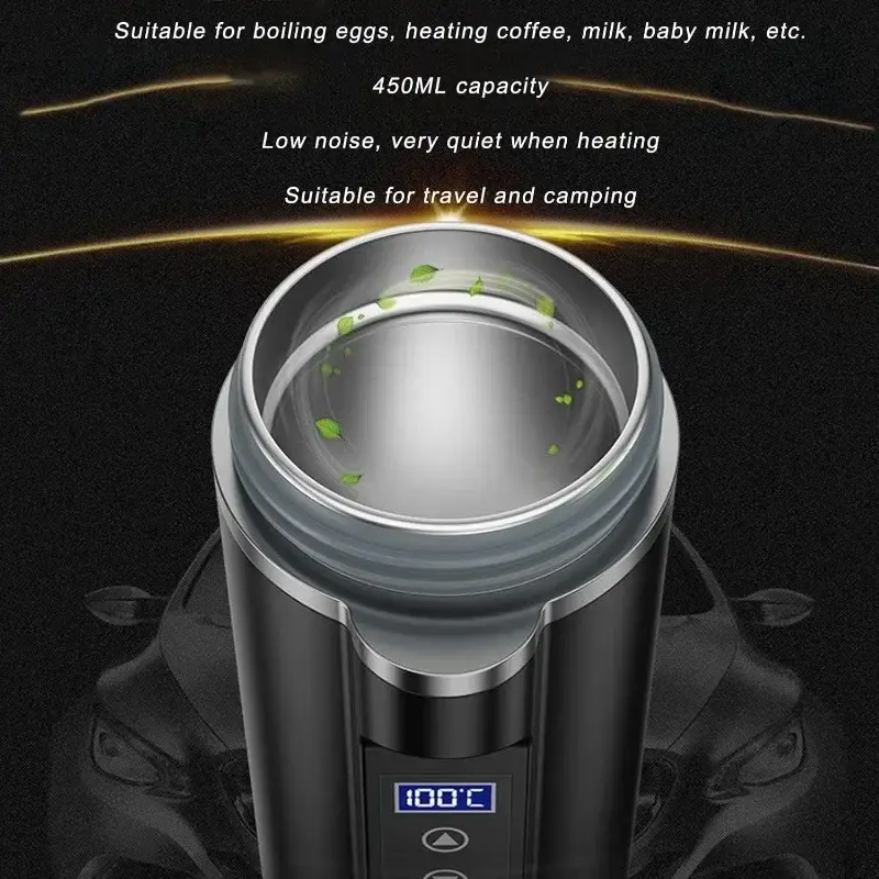Car Heating Cup Electric Heated Travel Smart Temperature Control Heating Water Cup Car Thermos Display Heat Cup